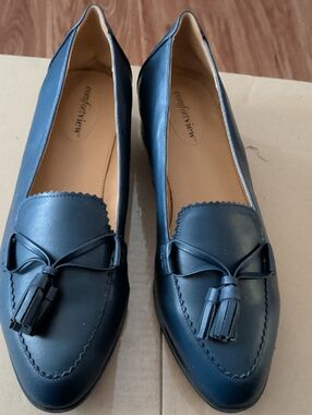comfortview Women's Navy Tassel Slip-On Loafers
